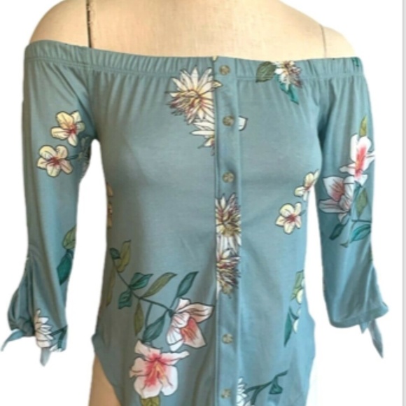 Rue 21 Top Juniors Sz XS Peasant Boho Floral #220H - Picture 2 of 8